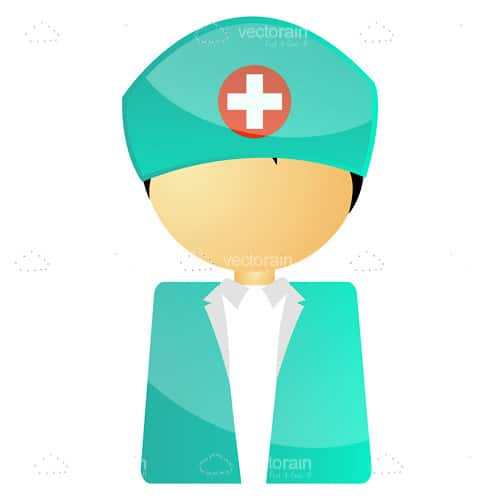 Abstract Nurse with Green Lab Coat and Headpiece